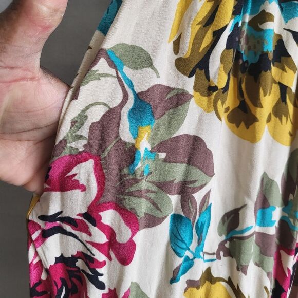 Band of Gypsies Multicolored Romper Pants Short Sleeve Smocking Jumpsuit Size M - Picture 6 of 10